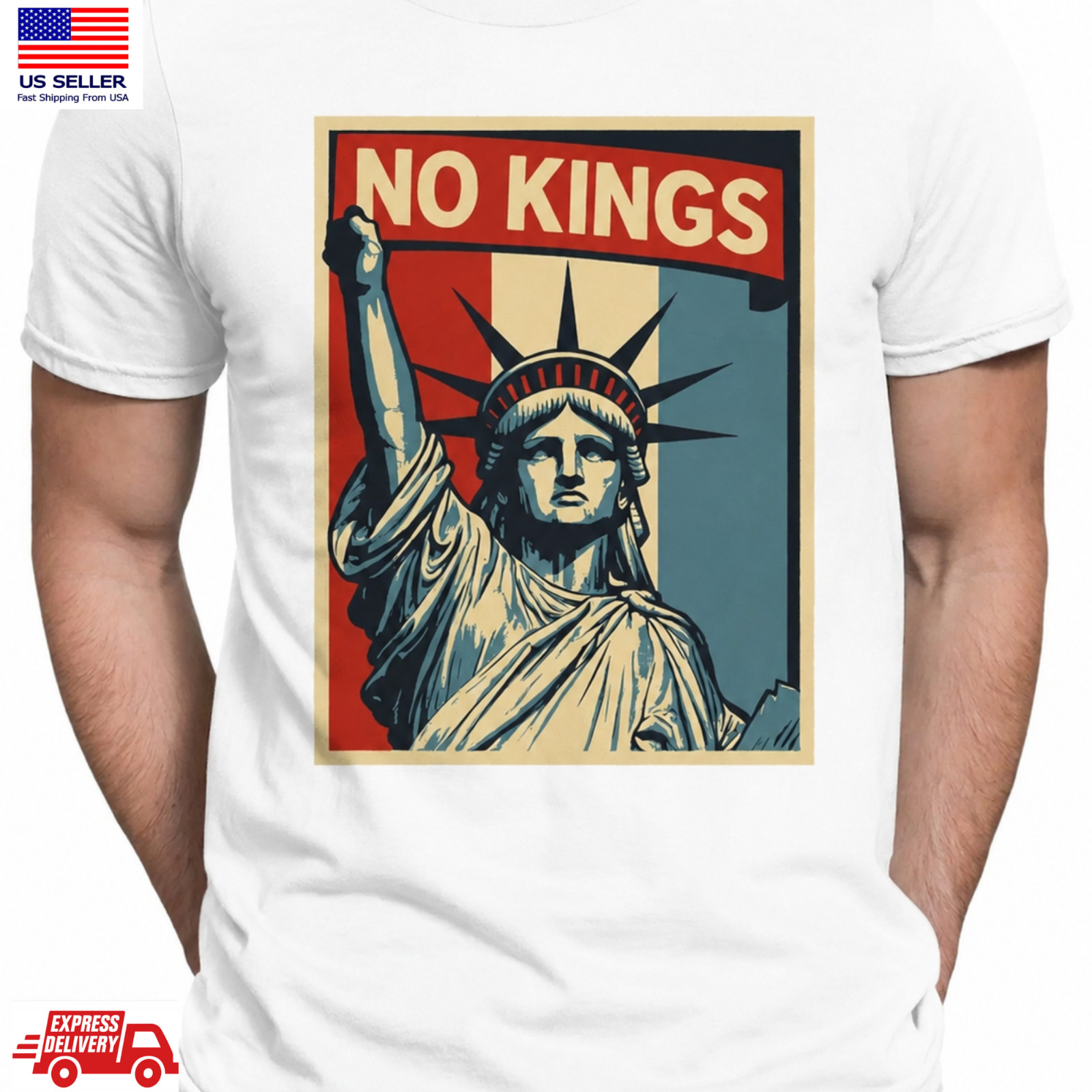 No Kings Statue of Liberty Protest T Shirt Patriotic USA Freedom Tee