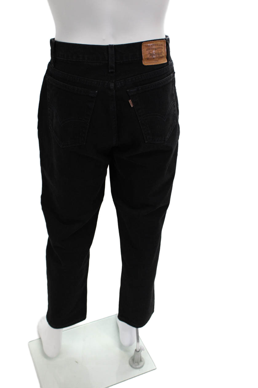 Levis Mens Cropped Tapered Jeans Black Button 29in Inseam Size 34