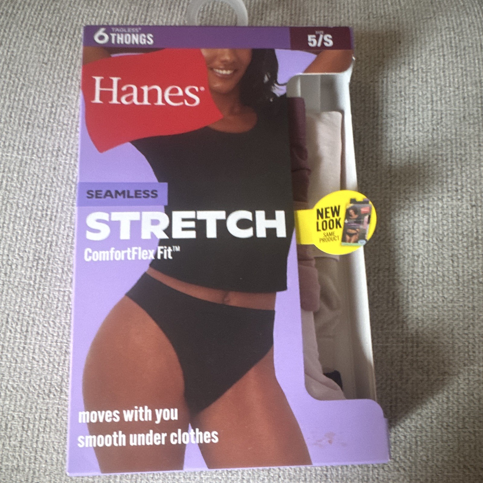 Hanes ComfortFlex Fit Seamless Stretch Tagless Thong Panties 6-Pack S Multi