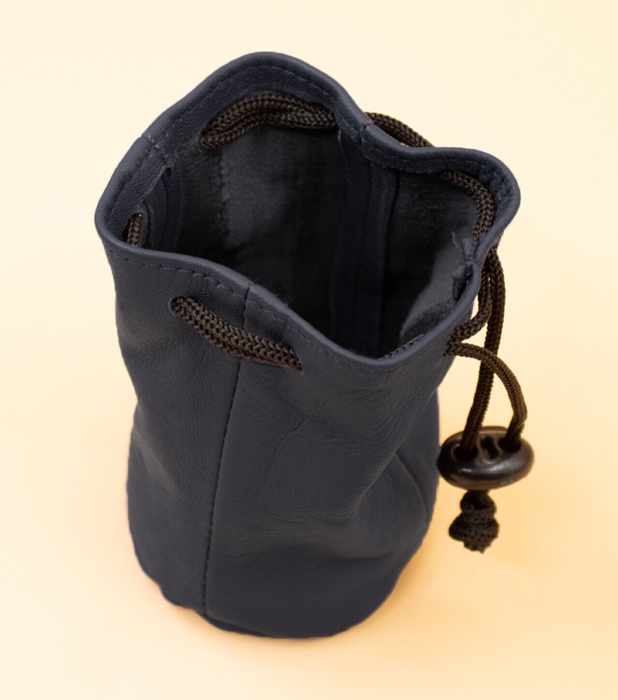 Genuien Leather Coin Jewellery Drawstring Pouch Small Unisex Purse , Gift Black