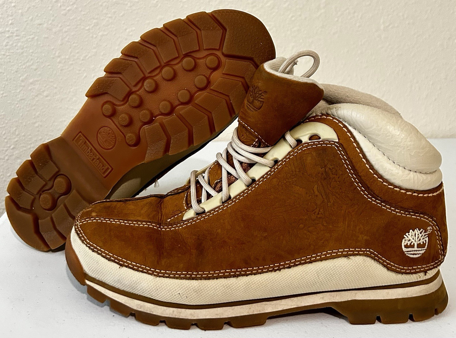 Timberland Men’s Brown Leather Hiker Ankle Boots Lace-Up Lug Sole US 9 M