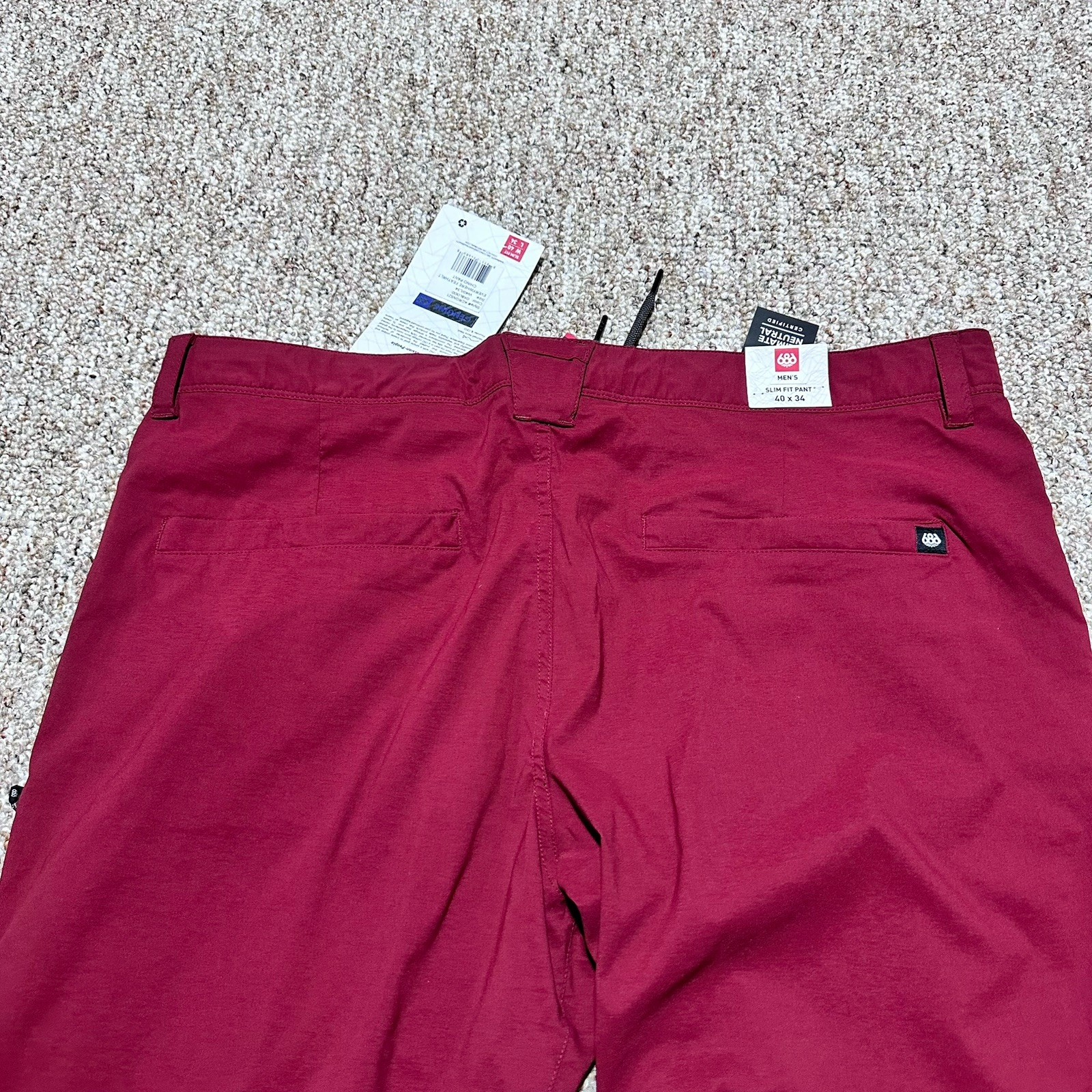 686 Everywhere Featherlight Chino Pants OXBLOOD Mens 40/34 Slim Fit NWT