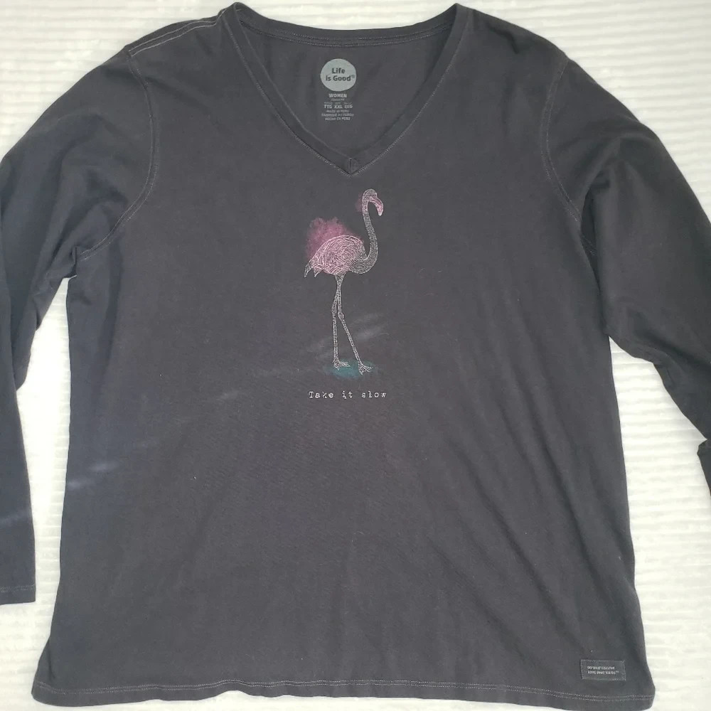 Life is Good Long Sleeve “Flamingo take it slow” xxl