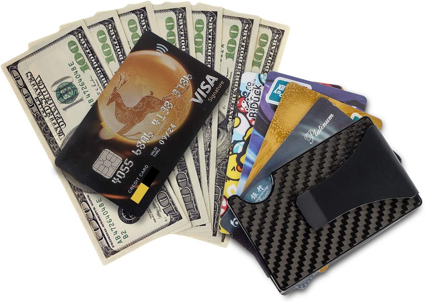 Minimalist Slim Wallet for Men SCREWLESS Metal Carbon Fiber Card Holder Hombres