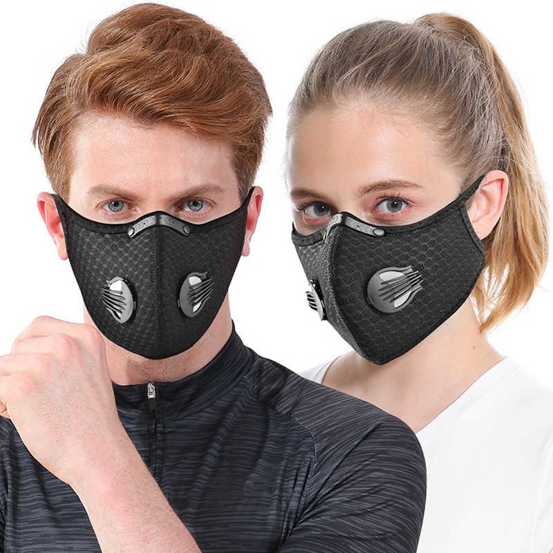 Face Mask with Active Carbon Filter Breathing Valves Reusable Cycling Sport Mesh