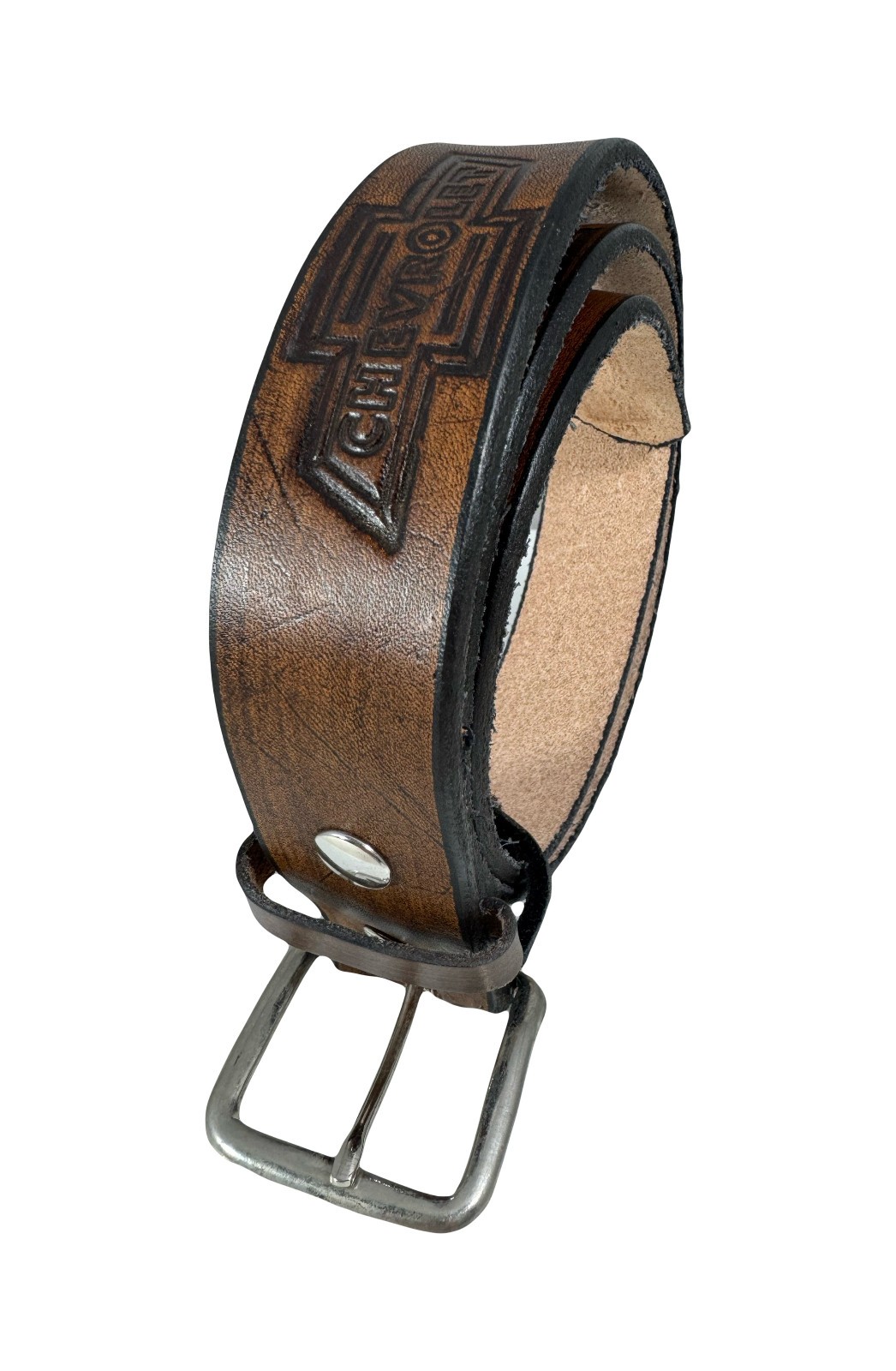 Handmade Chevrolet Embossed Design Leather Belt Size 30-52