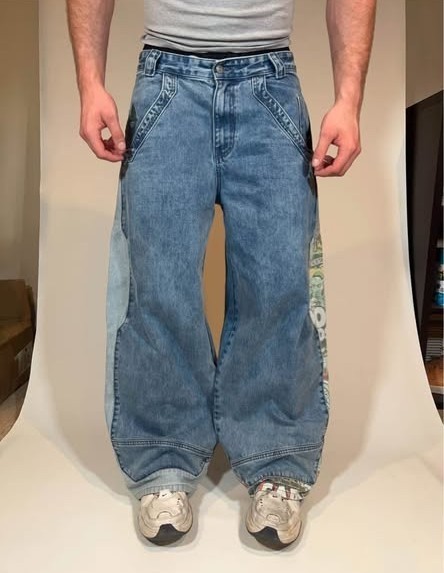 Swindler MF DOOM Jeans 32 x 30 JNCO Style Baggy Skater Embroidered Wide Denim