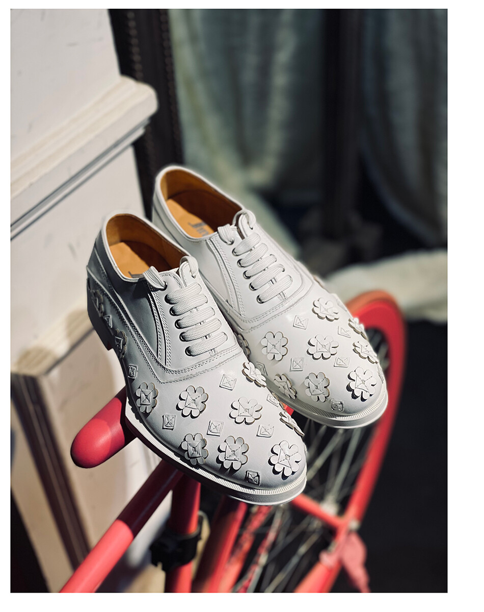 Mens Retro Oxfords Handmade Flower Dress Formal Real Leather Lace Up Party Shoes