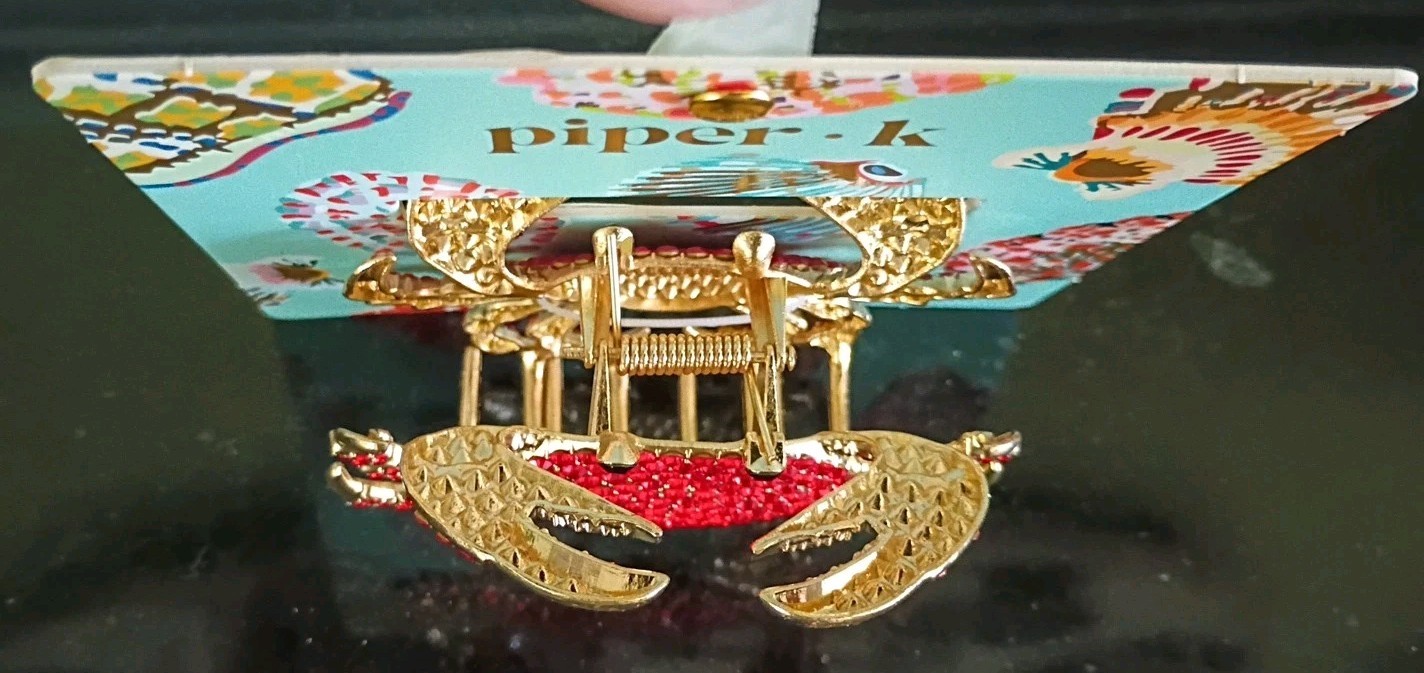 Piper K Large Red Crab Crystal Hair Claw Clip New!