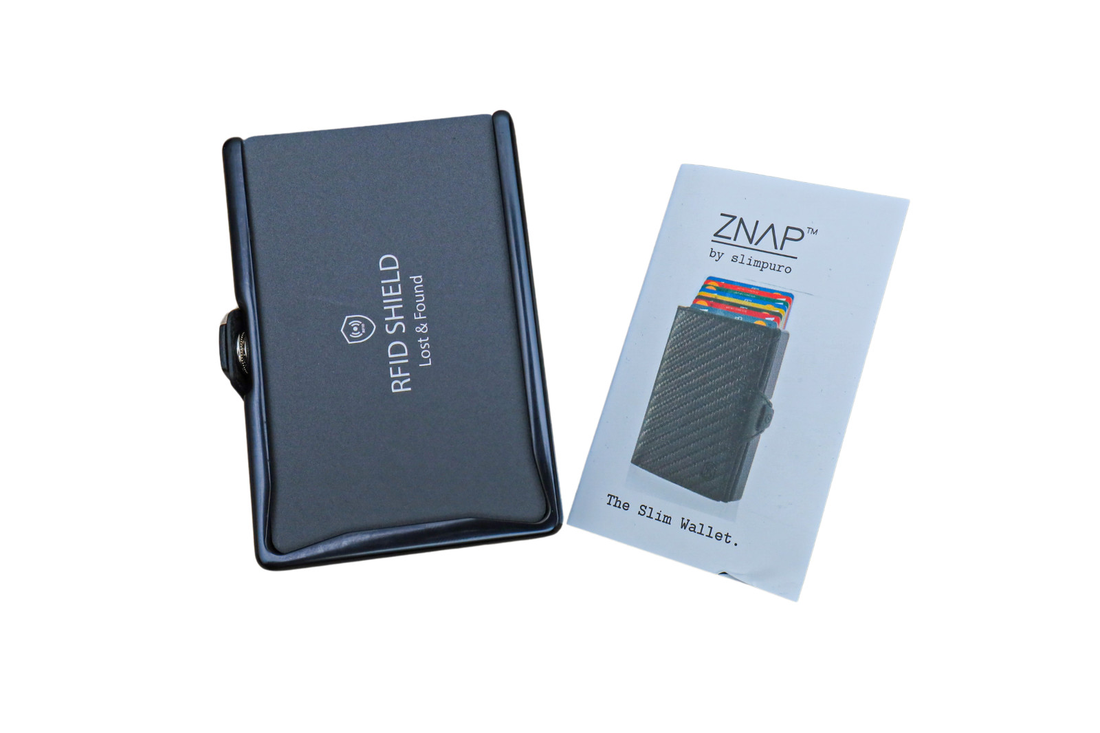 RFID Blocking Slim Solid Leather Aluminum Wallet – ZNAP by slimpuro (Black)
