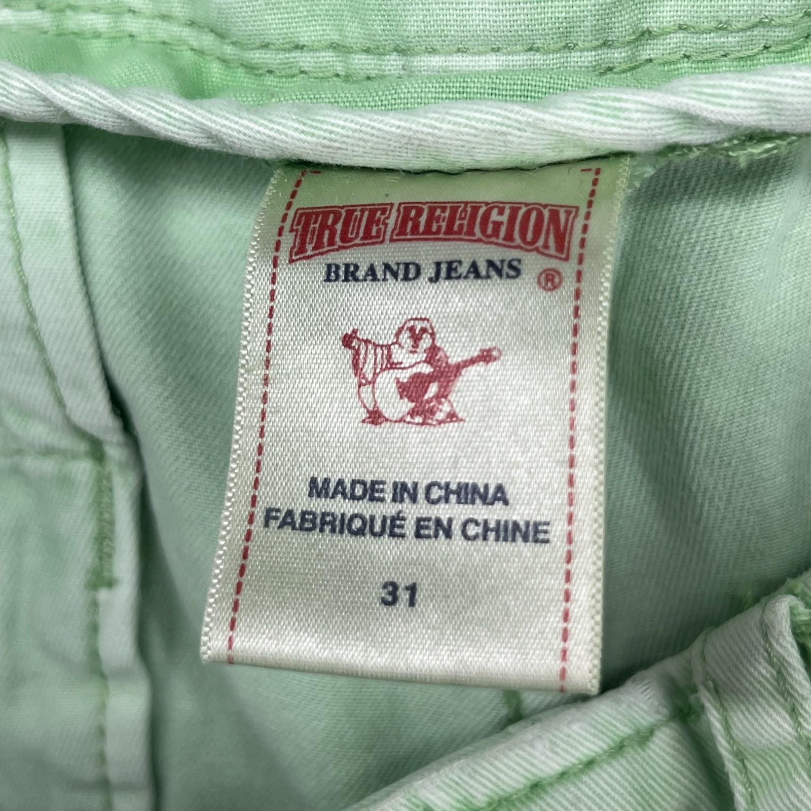 TRUE RELIGION Jeans Men 31 Roman Phoenix Distressed Patchwork Denim Cotton Green