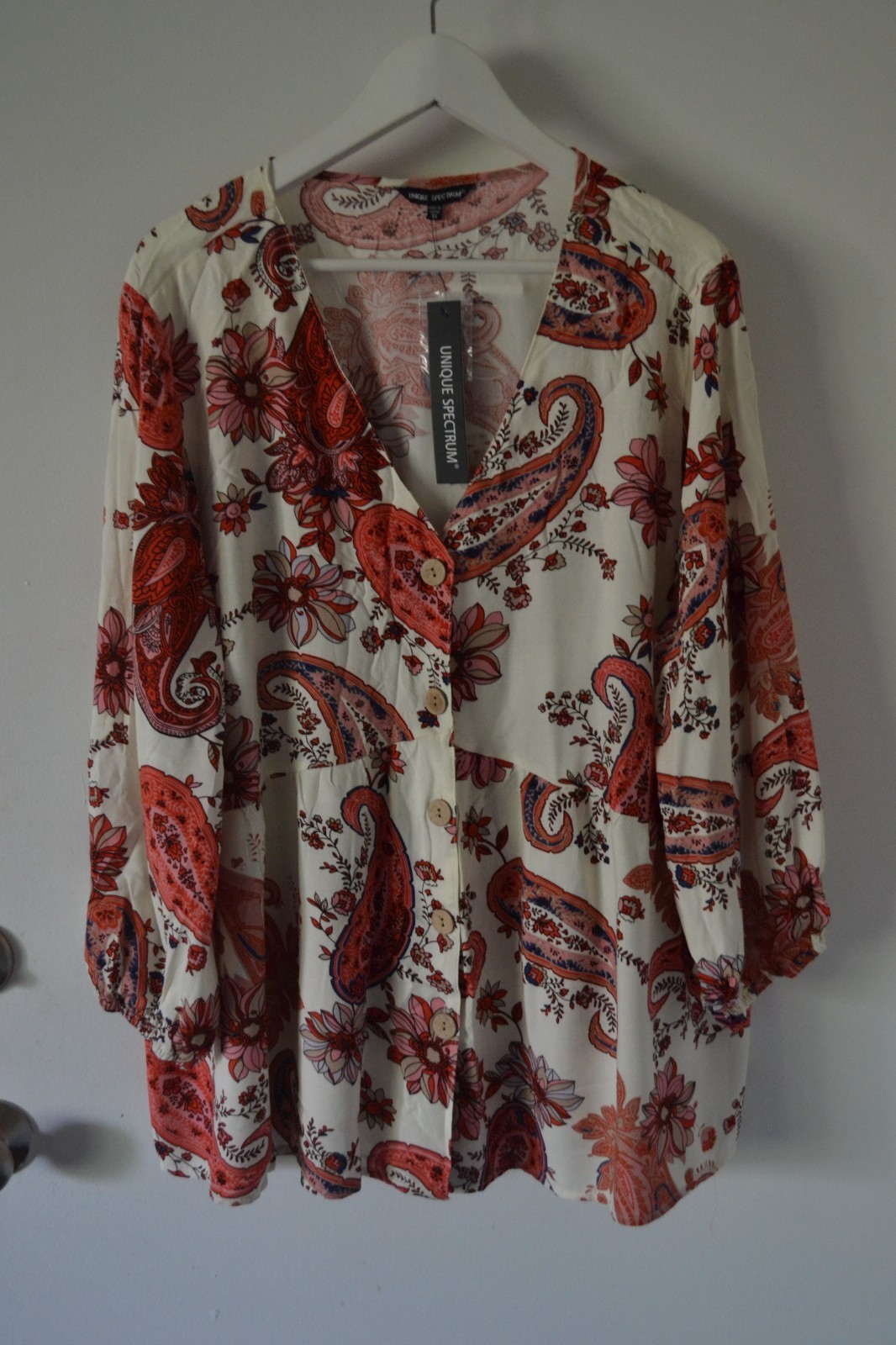 NWT Unique Spectrum Blouse Top Shirt Rayon Plus Size 3X