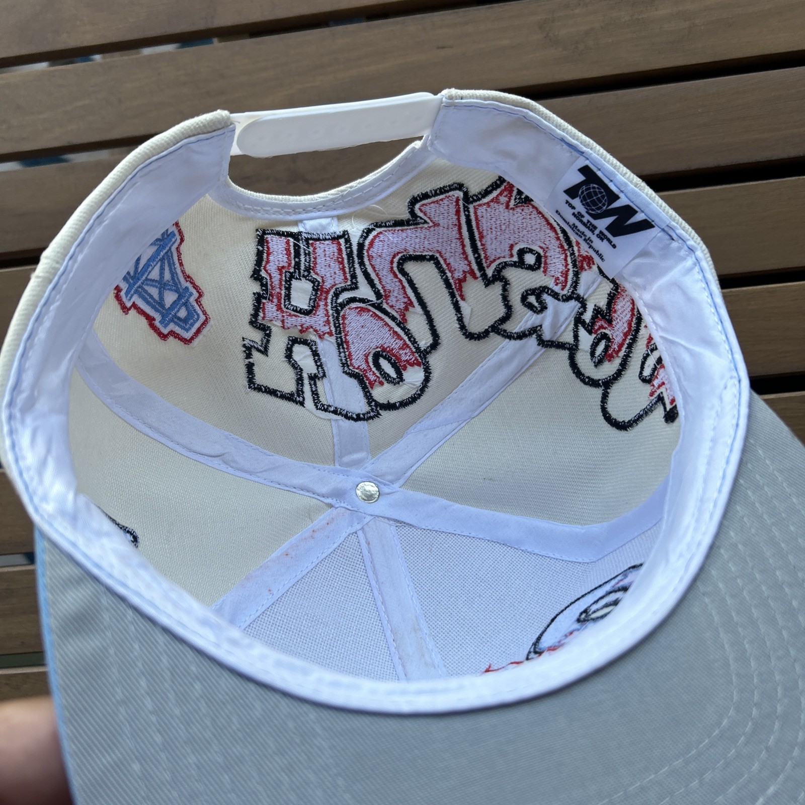Houston Oilers Double Graffiti TOW Custom Snapback Hat Cap Cream Dome Two Tone