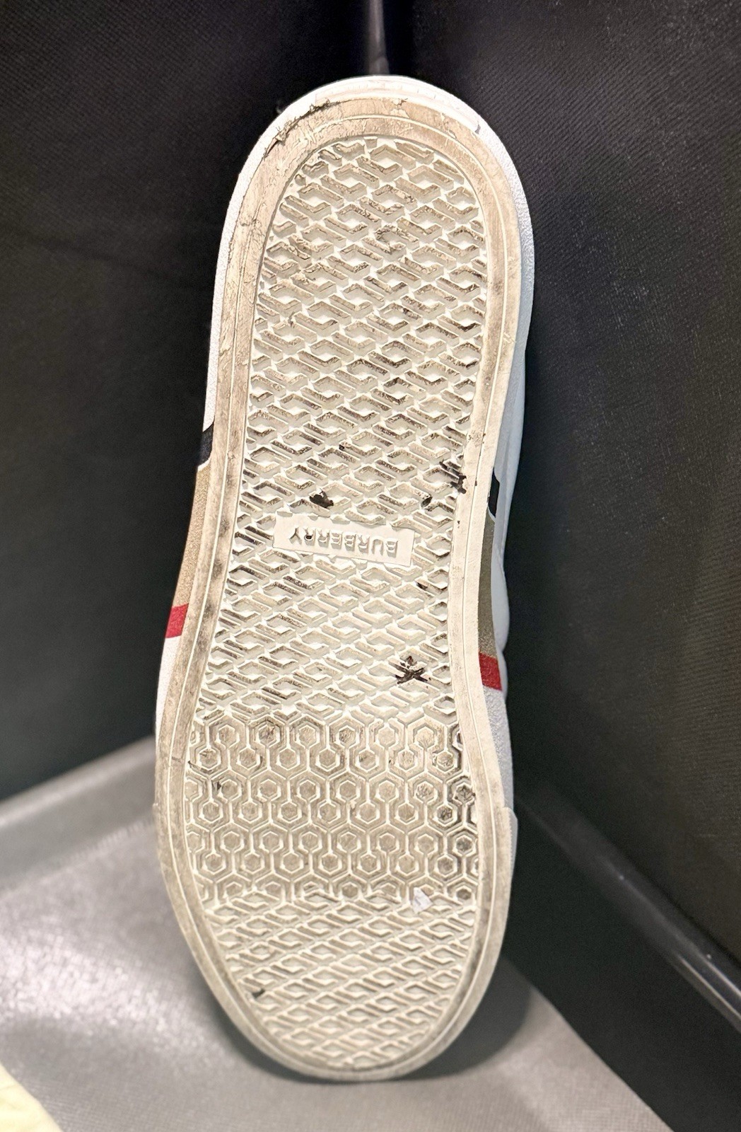 Burberry White Leather Slip-On Casual Shoes, US 11, Rubber Sole, Logo Accent