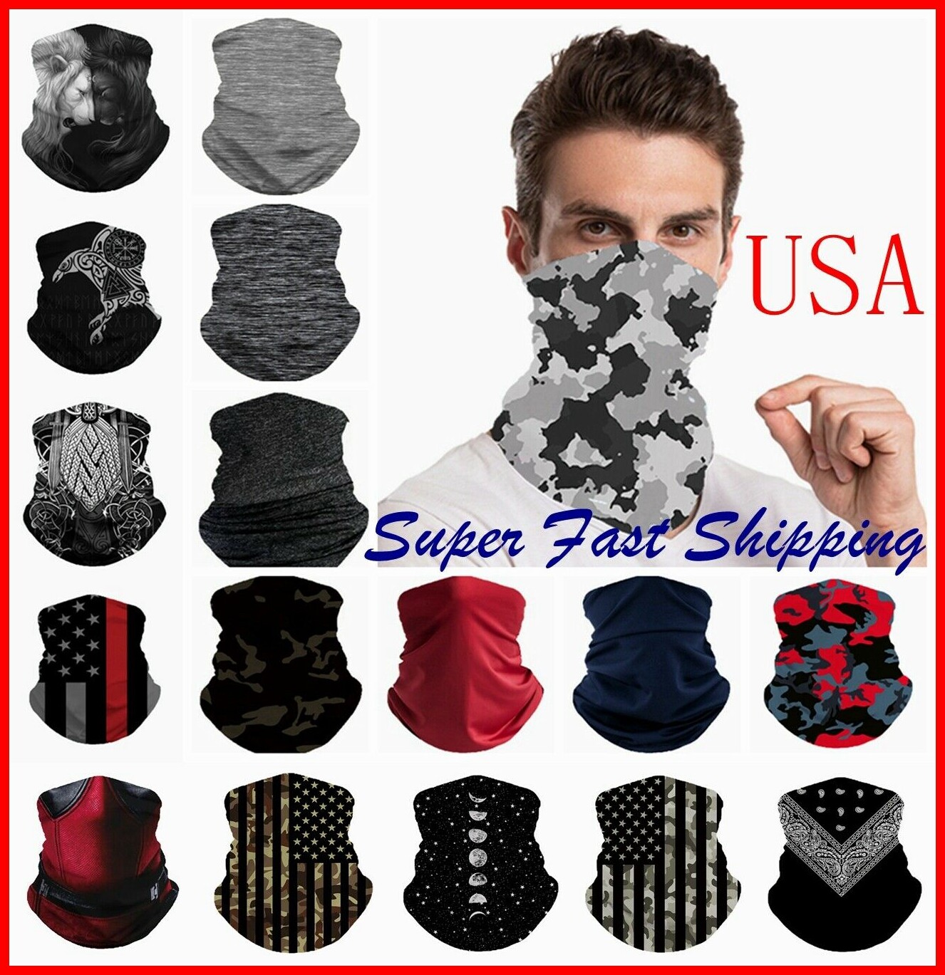 Bandana Face Masks Cover Balaclava Scarf Neck Gaiter Head Band Reusable Washable