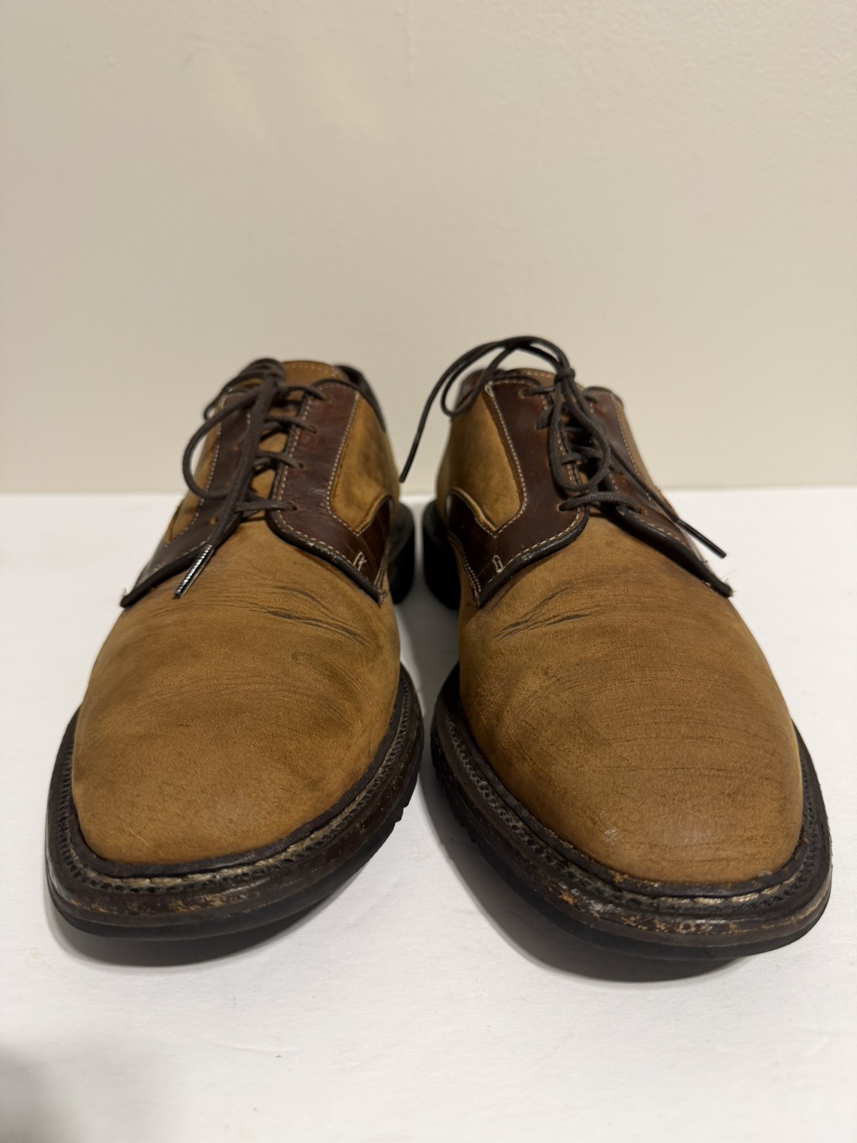 Allen Edmonds Berkshire Men’s Tan Suede Brown Leather Saddle Oxford Size 12 D
