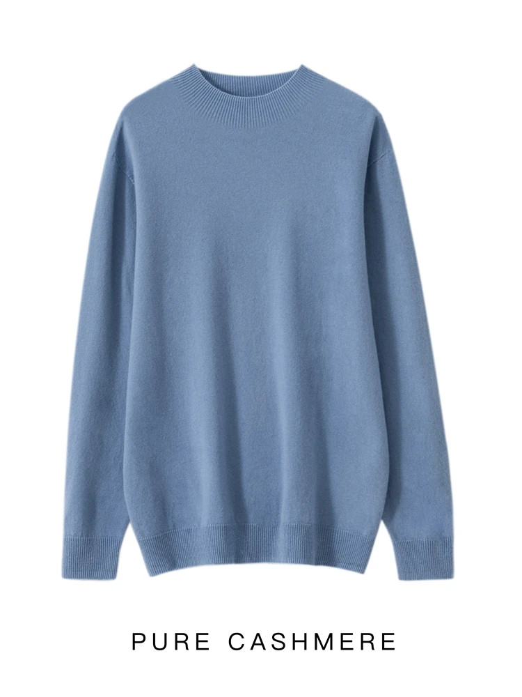 Autumn Winter Men’s Wool Pullover Basic Mock Neck Sweater Soft Warm Cashmere Jum