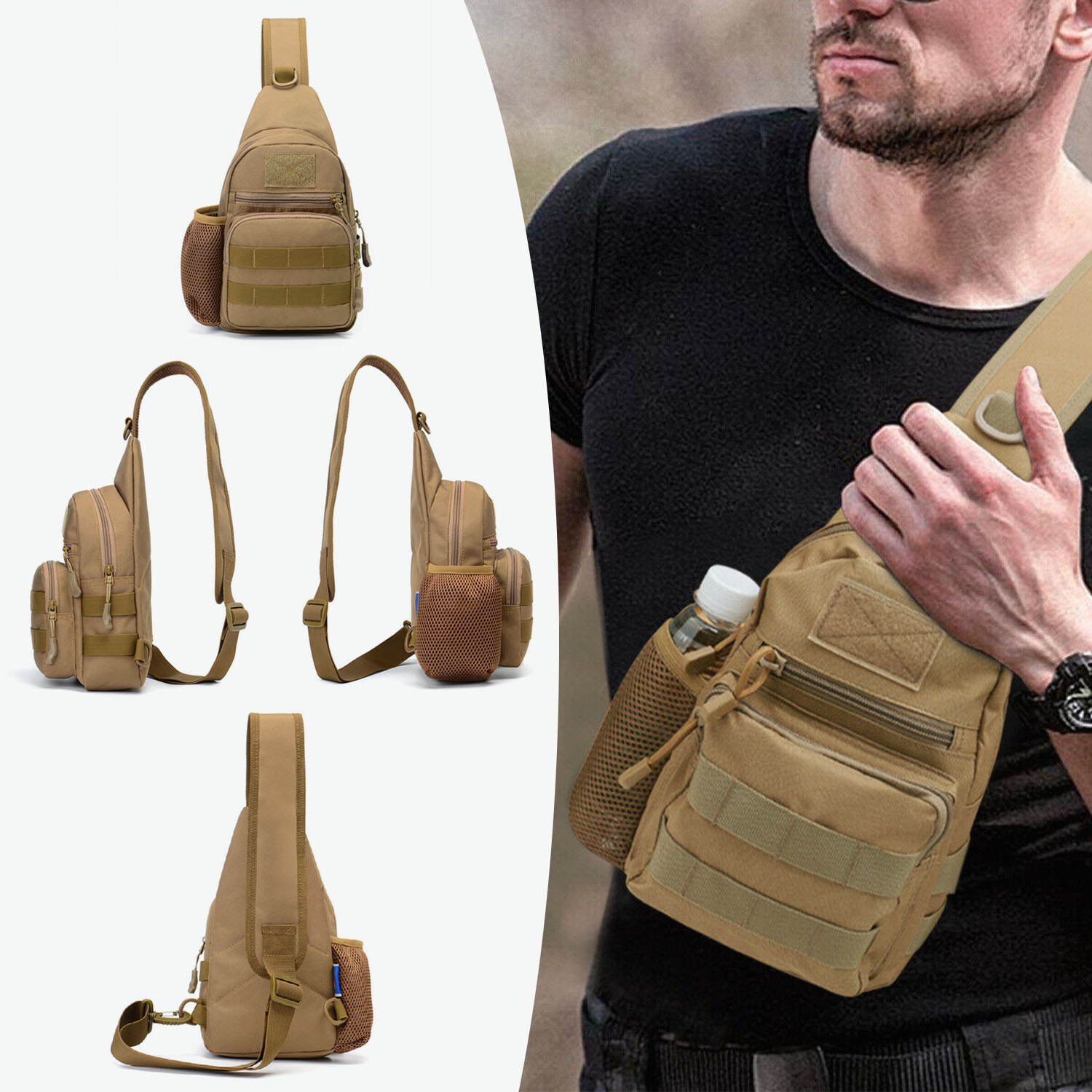 Men Outdoor Tactical Backpack Shoulder Sling Bag Chest Pack Sport Travel Hiking