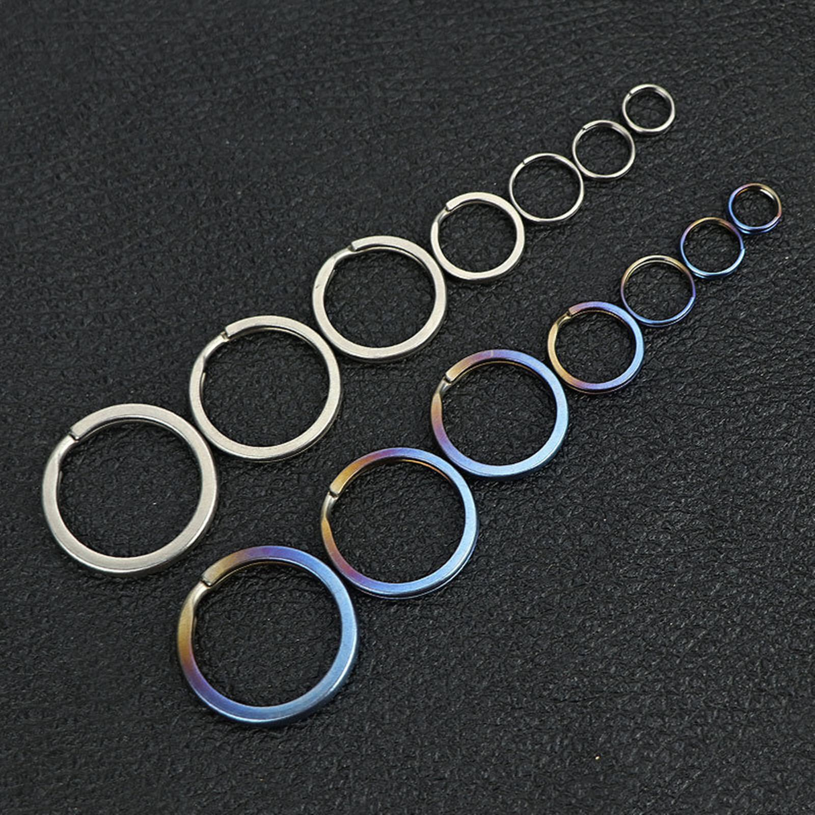 10pcs 10 12 14 -32mm Pure Titanium Split Key Rings Keychain Split Rings keyrings