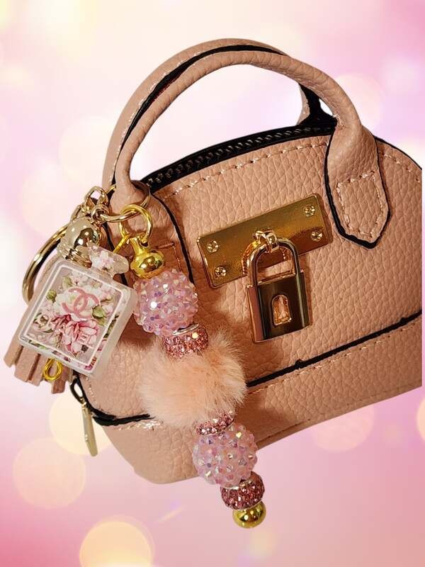 Bag Charm Pink Faux Leather Luxe Mini Purse Charm Keychain Accessory
