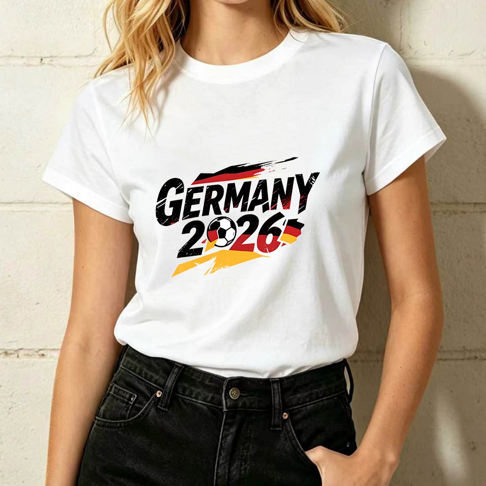 Germany 2026 Soccer Flag Print T-Shirt Women’s Stylish Sports Enthusiast Shirt