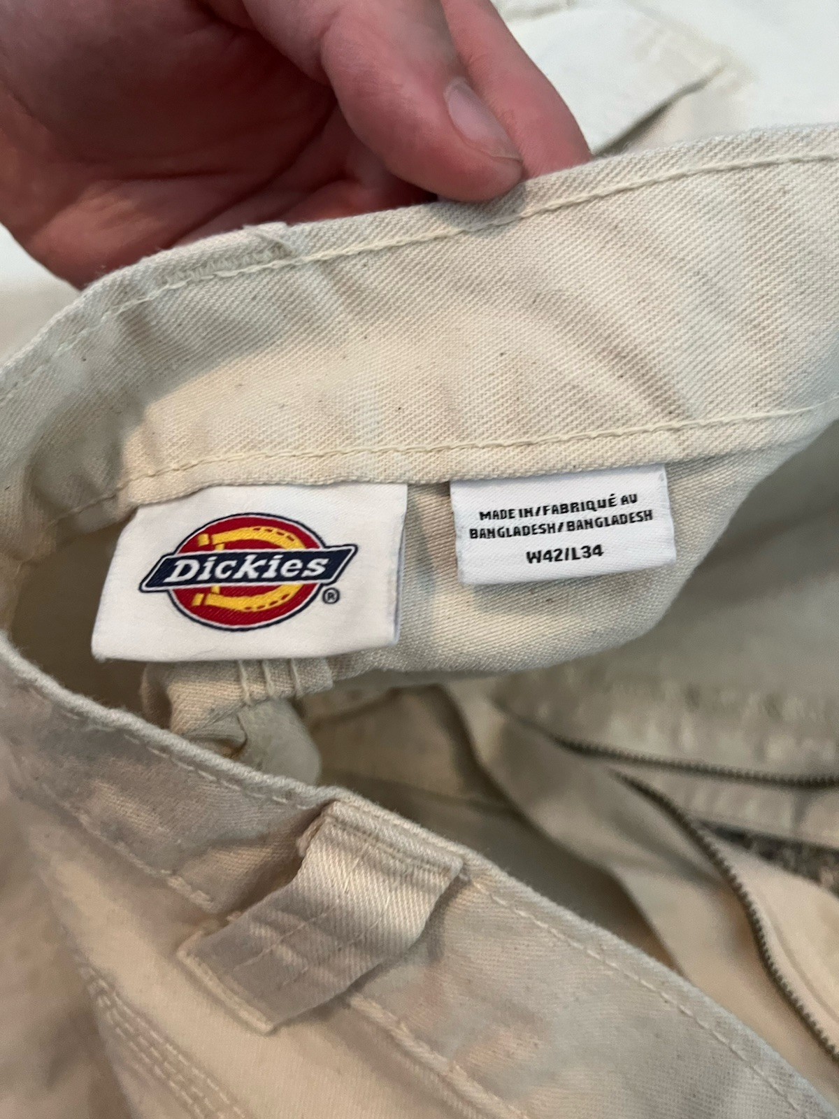 Dickies Pants Men 42×34 Ivory Carpenter Painter Straight Leg Relaxed Pants