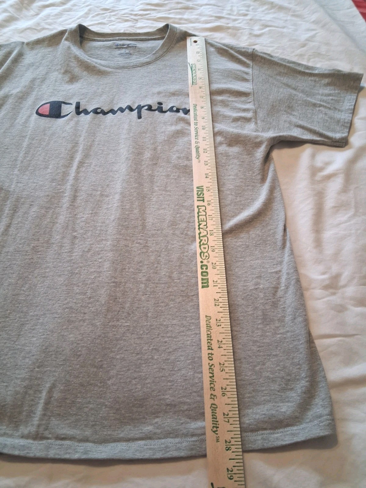 Champion Men’s Graphic T-Shirt Gray Short Sleeve Script Logo Size L Large…