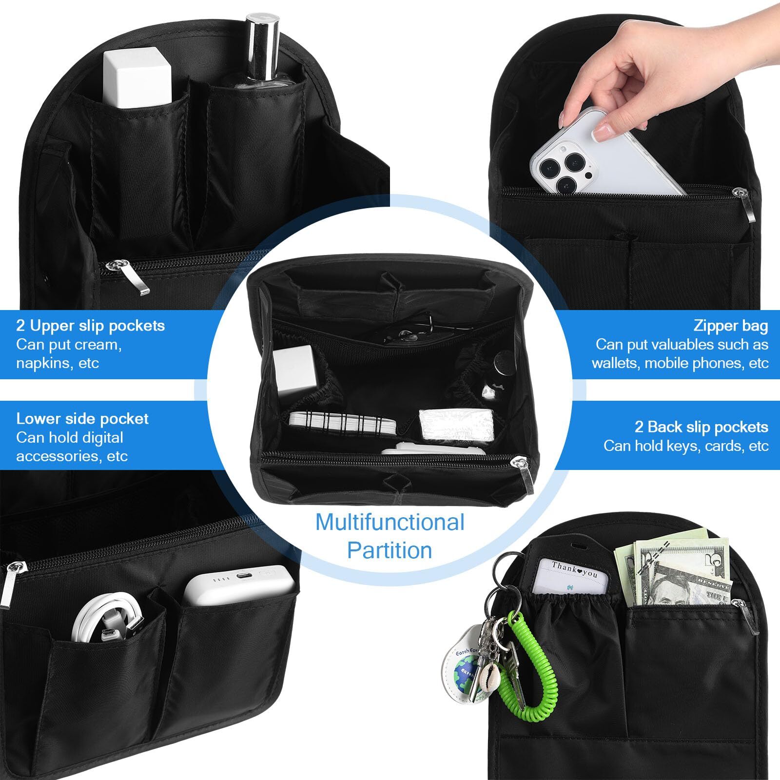 2 Pcs Backpack Organizer Insert 7.9 x 4.8 x 11 Inch Small Shoulder Bag Divide…