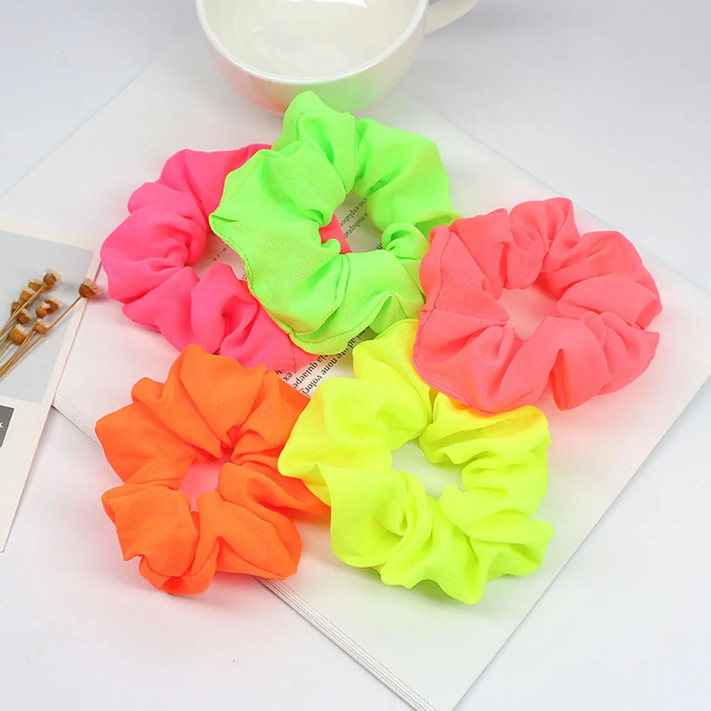 1PCS Hair Accessories Neon Scrunchies Elastic Hair Ties Colorful Ponytail Holder