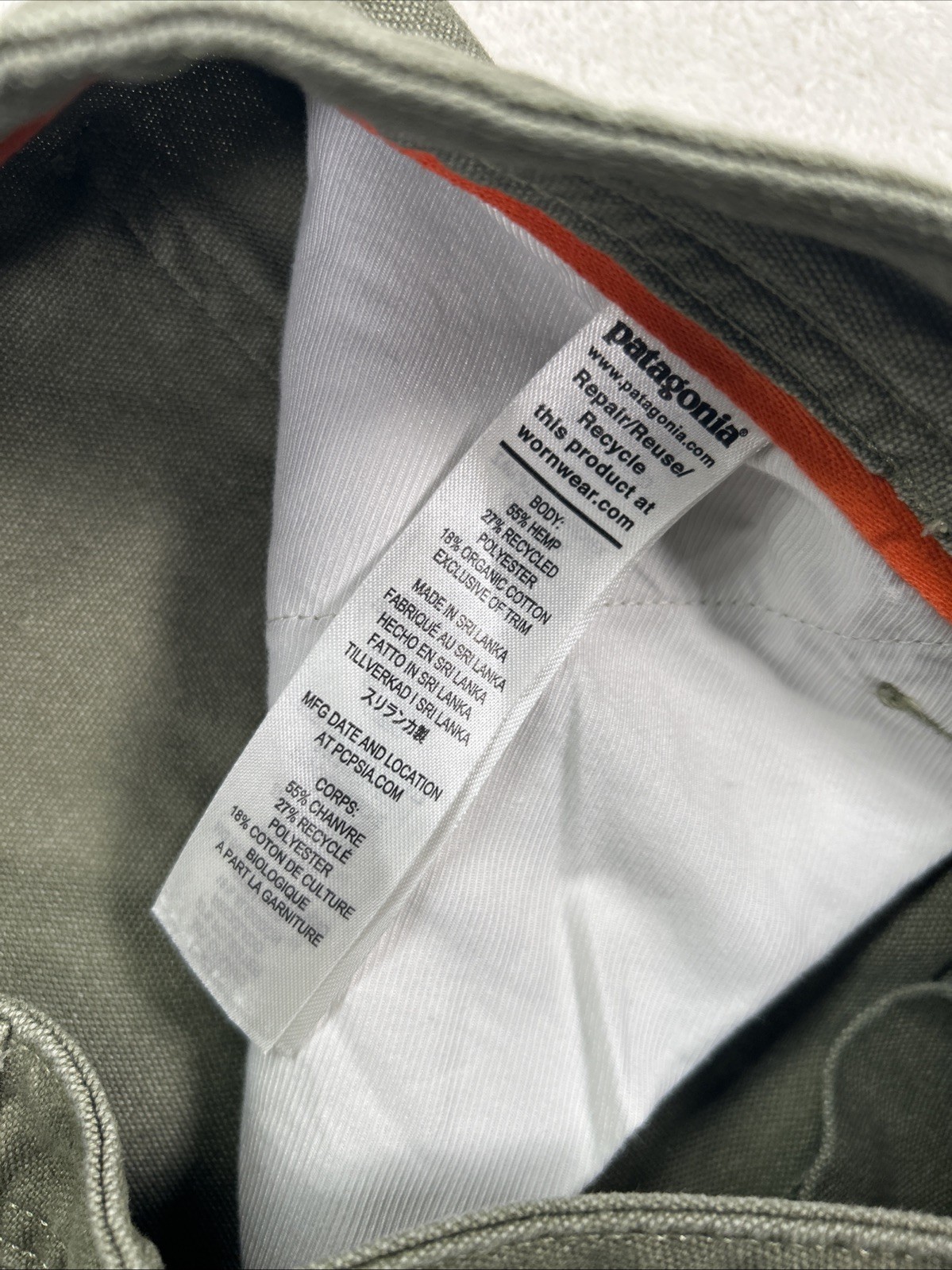 Patagonia Sz 8 All Seasons Hemp Canvas Double Knee Carpenter Pant Fatigue Green