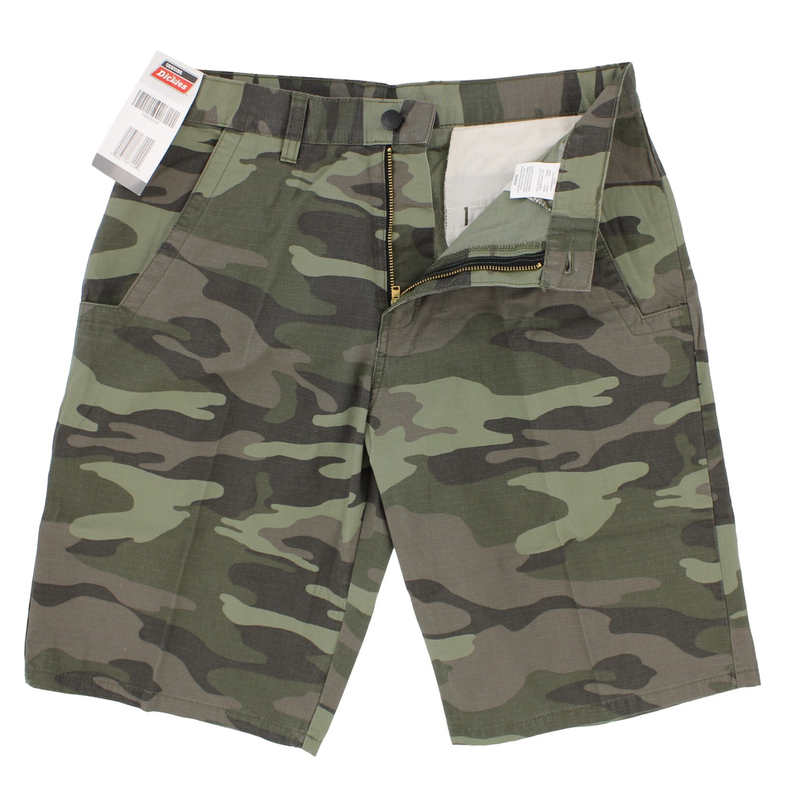 Dickies Men’s Casual Shorts, Cotton Ripstop Shorts, 10.5 Inch Inseam, Green Camo