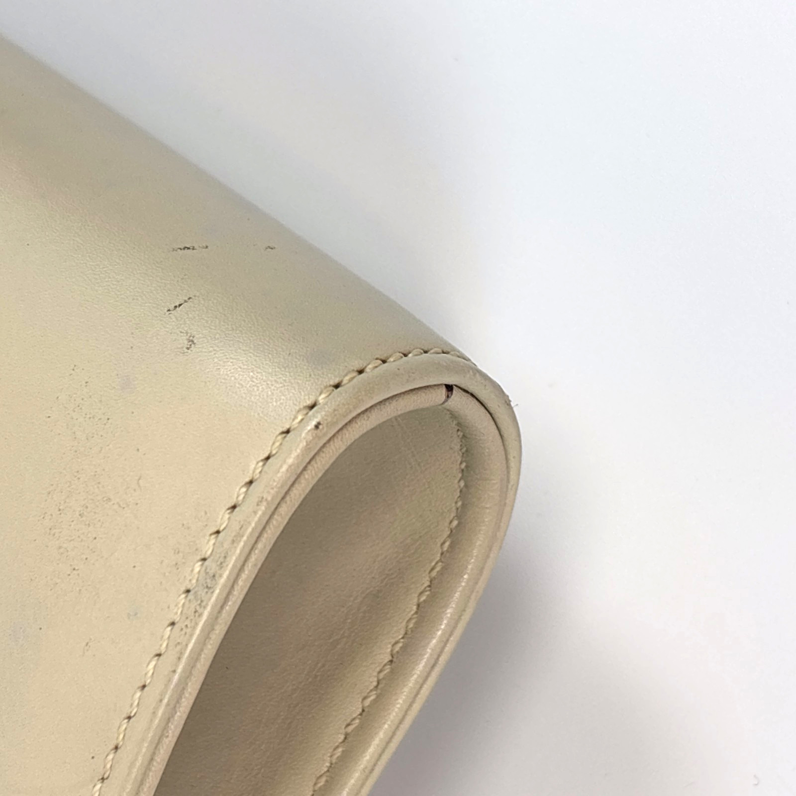 CELINE Leather Shoulder Bag Triomphe Beige Clutch From Japan