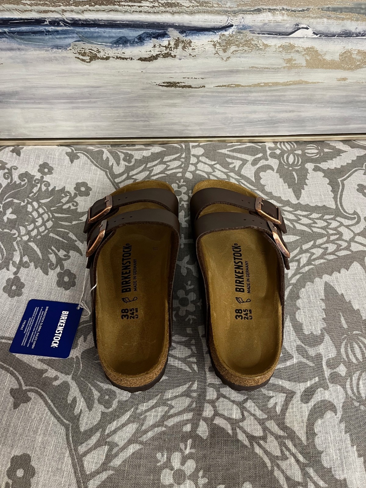 Birkenstock Arizona BS Leather Sandals Dark Brown EU Size 38