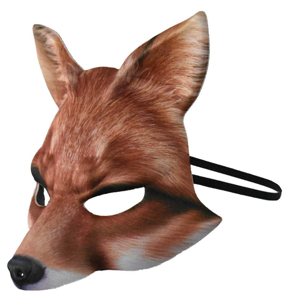 Adult Foam Realistic Printed Wild Animal Costume Mask Accessory Fox Brown