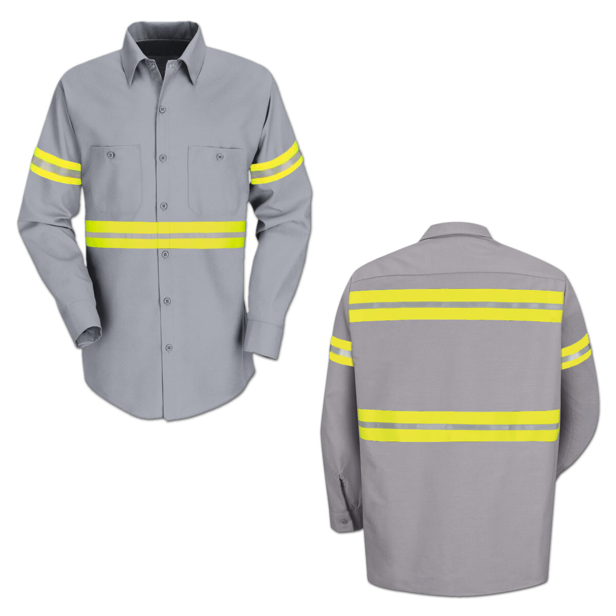 Red Kap Enhanced Visibility Hi Vis Reflective Work Towing Uniform Shirts LS
