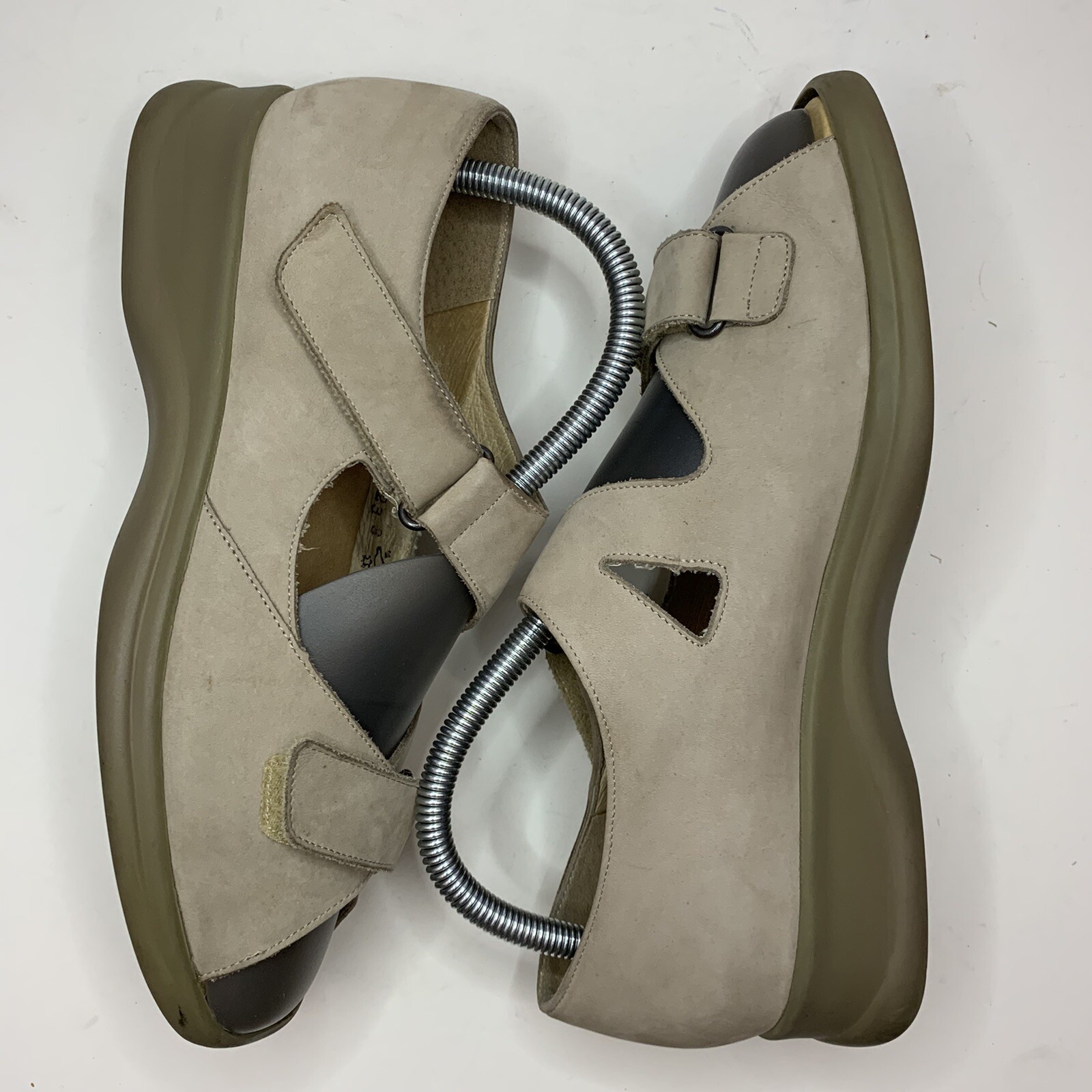 Fits By Theresia M Nubuck Leather Wedge Sandals Genua Two Strap 5.5 Women’s