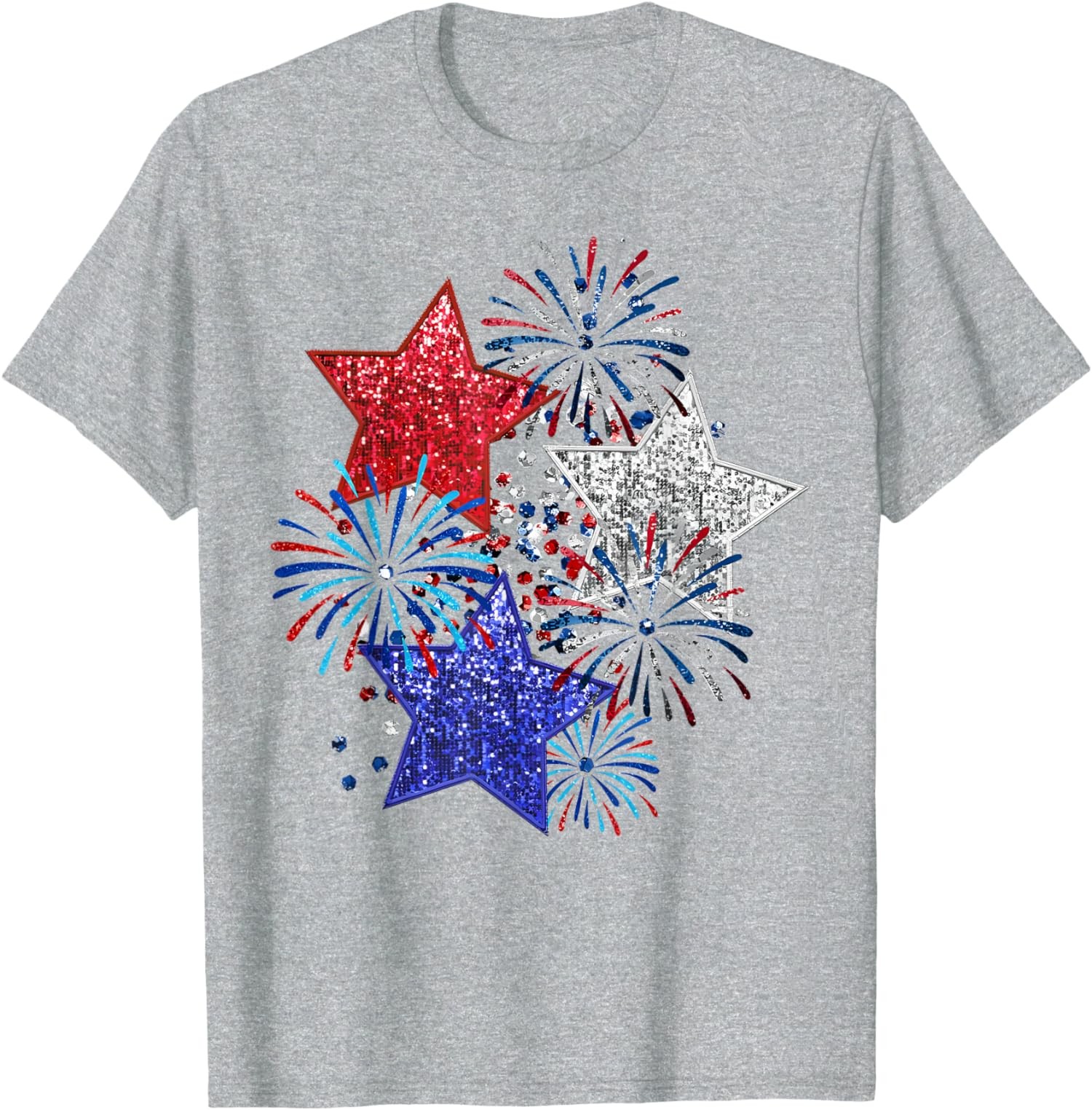 4th Of July Fireworks Stars Funny Cute Printed Design Unisex T-Shirt