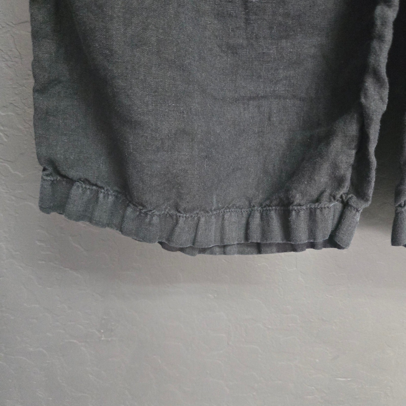Caslon Black Linen Wide Leg Cargo Pants Drawstring Elastic Waist XS