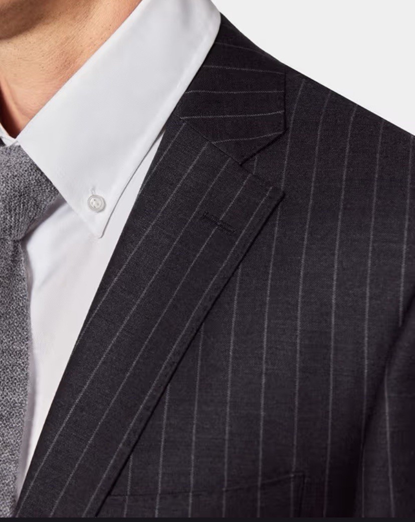 Joseph & Feiss Charcoal Black Pinstripe Suit 2 Piec 100 wool size 48R 43W NWOT