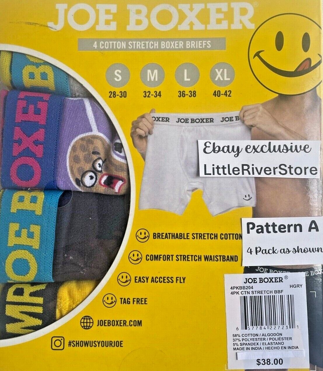 4 Pack Joe Boxer Size M 32-34 Boxer Briefs Cotton Stretch Many Patterns $38