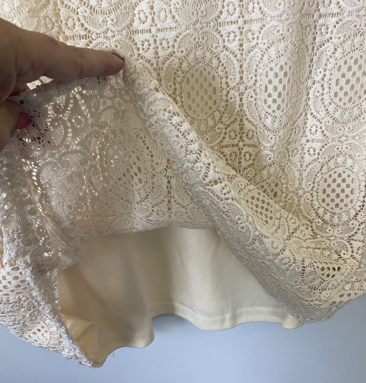 Kaktus Womens Cream Lace Blouse XXL Lined Coquette Soft Romantic Elegant Boho