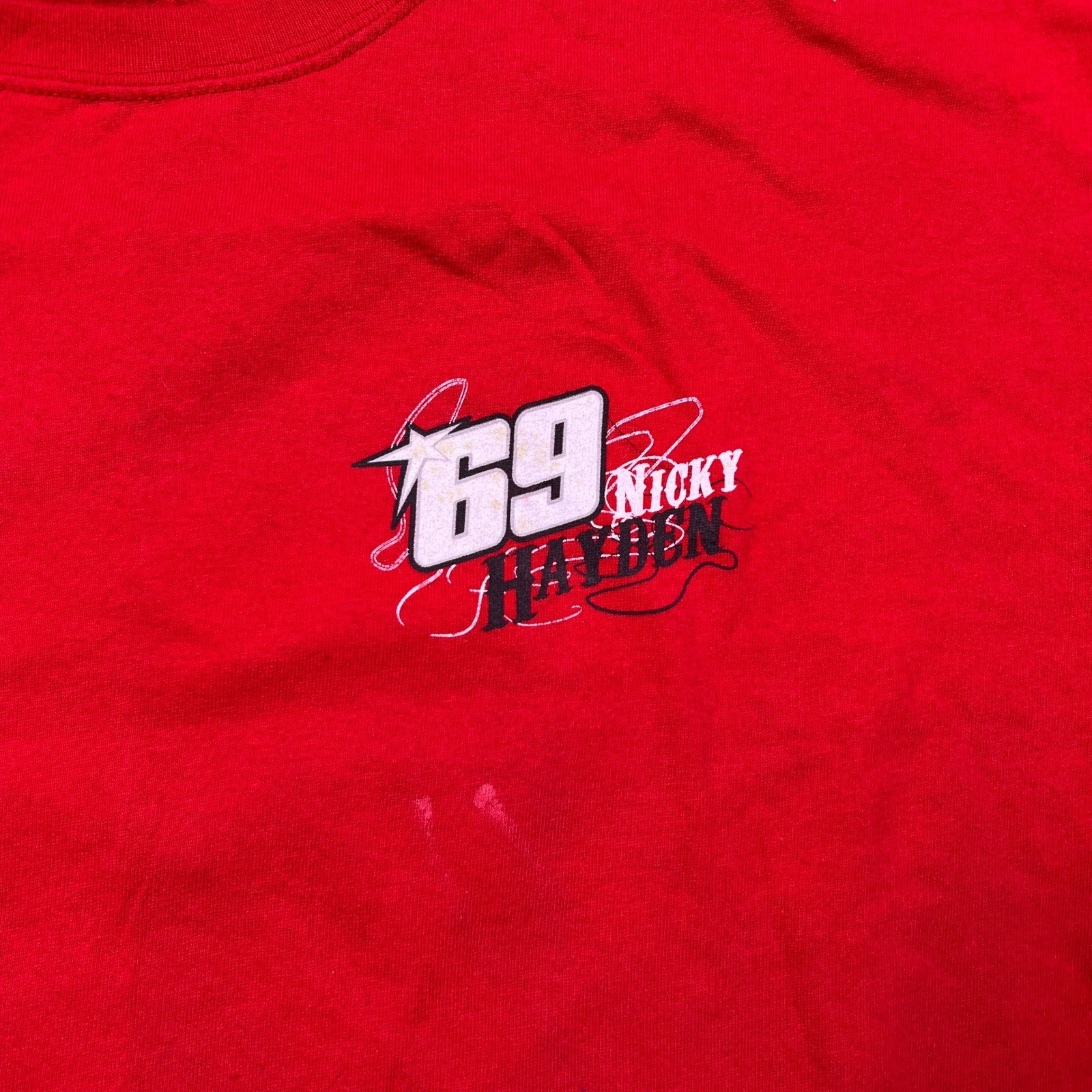 Nicky Hayden 69 SIGNED Red Graphic T Shirt Men’s 2X Anvil Pre Shrunk