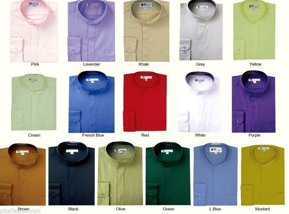Mens’ Mandarin Collar ( banded collar) Dress Shirt Cotton Blend Style SG01