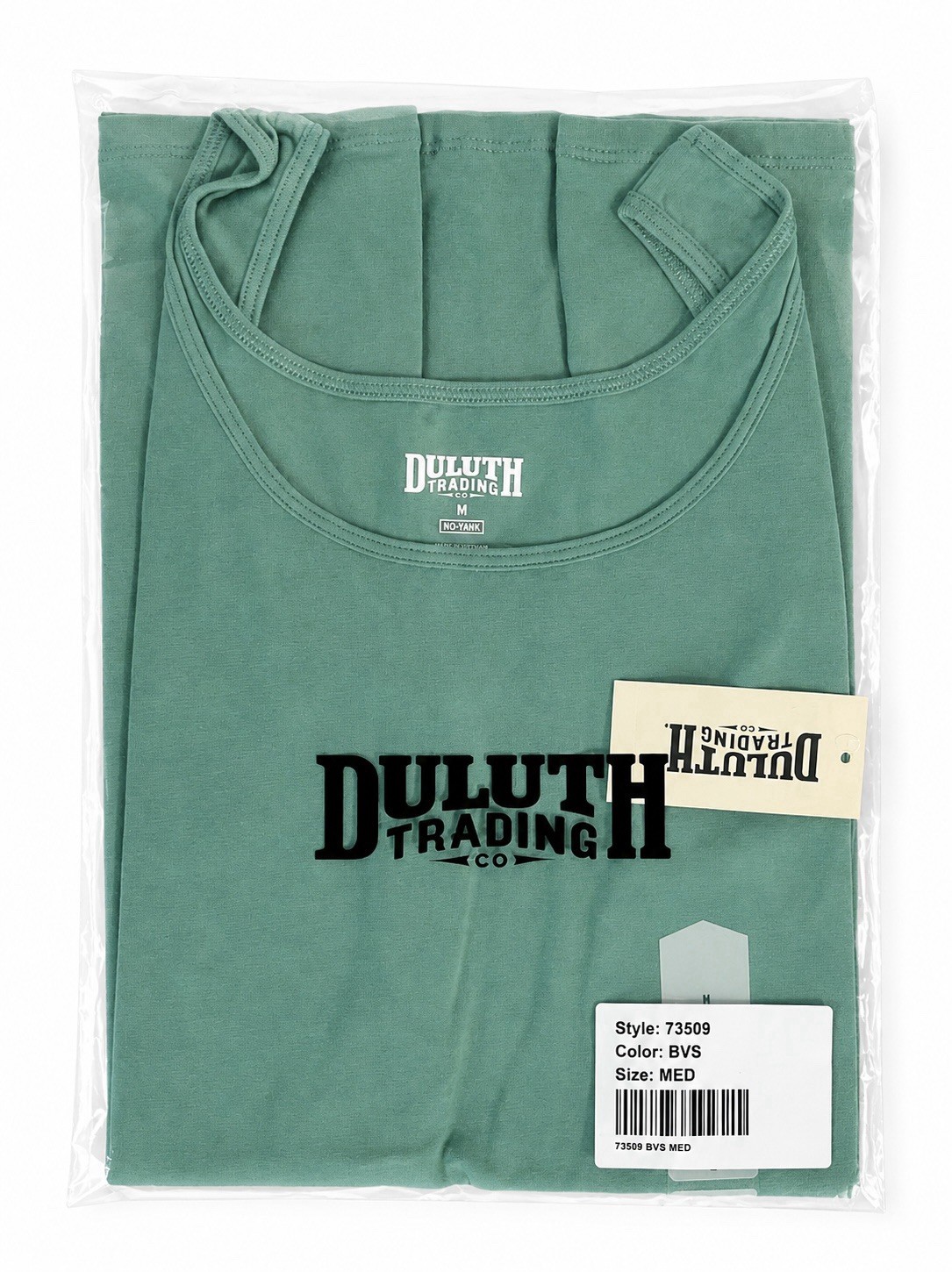 Duluth Trading Company Womens No-Yank Tank Wide Strap/ Sage Size Medium NWT