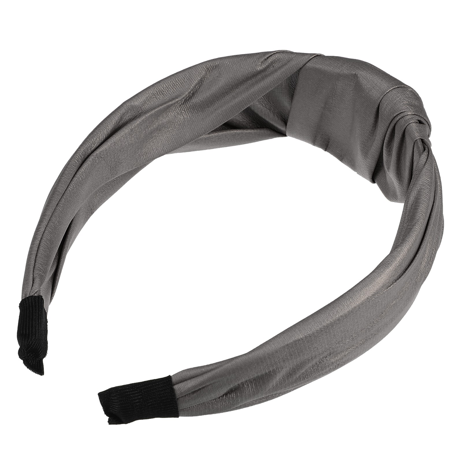 1Pcs Faux Leather Knotted Headband Cross Knot Hairband for Women Gray 1.57″ Wide