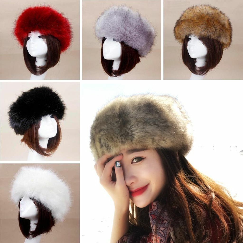 Unisex Russian Women Ski Headband Hat Fluffy Winter Warm Ear Flap Faux Fur Cap
