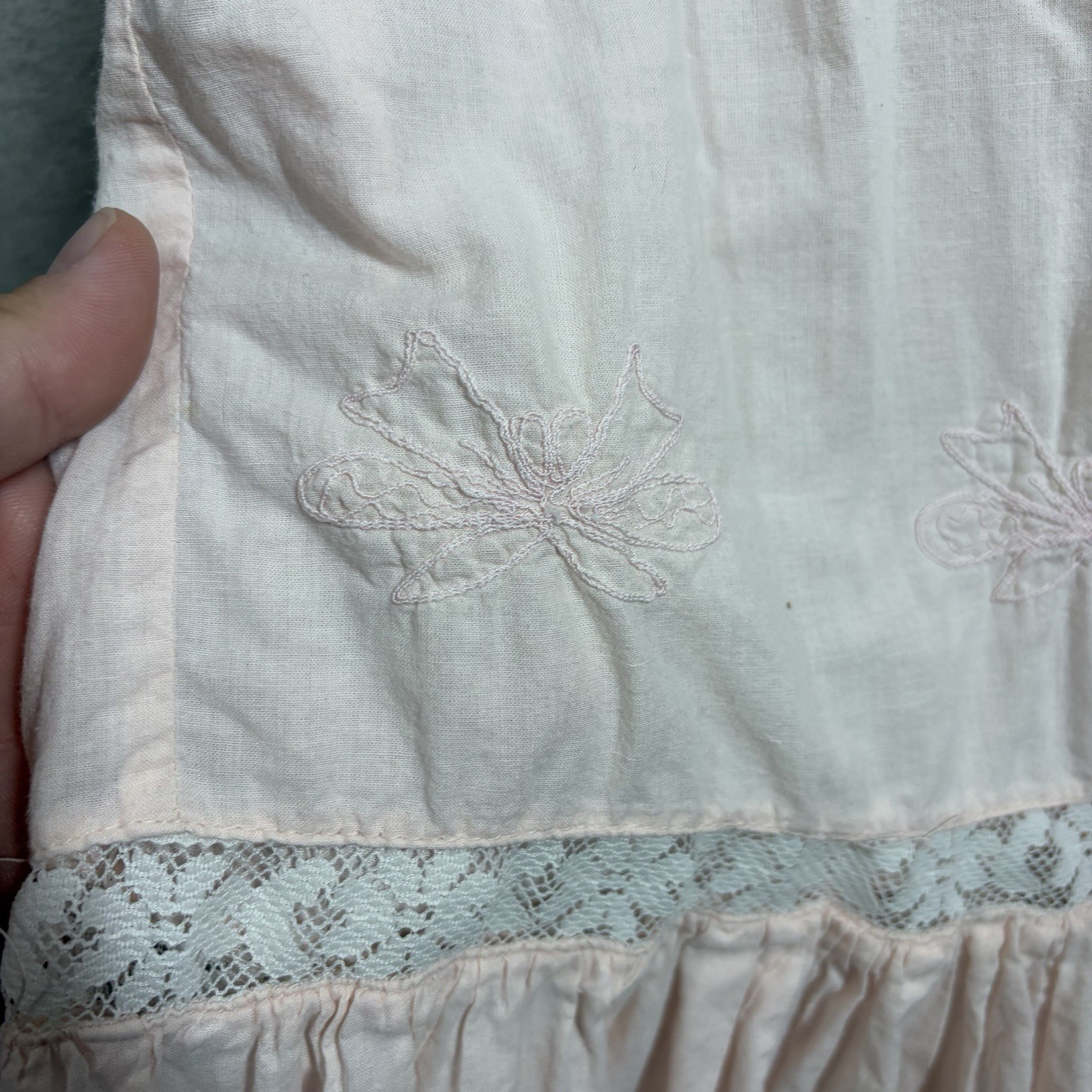 VTG Saybury Prairie Nightgown Size S Pink Cotton Victorian Cottagecore Granny