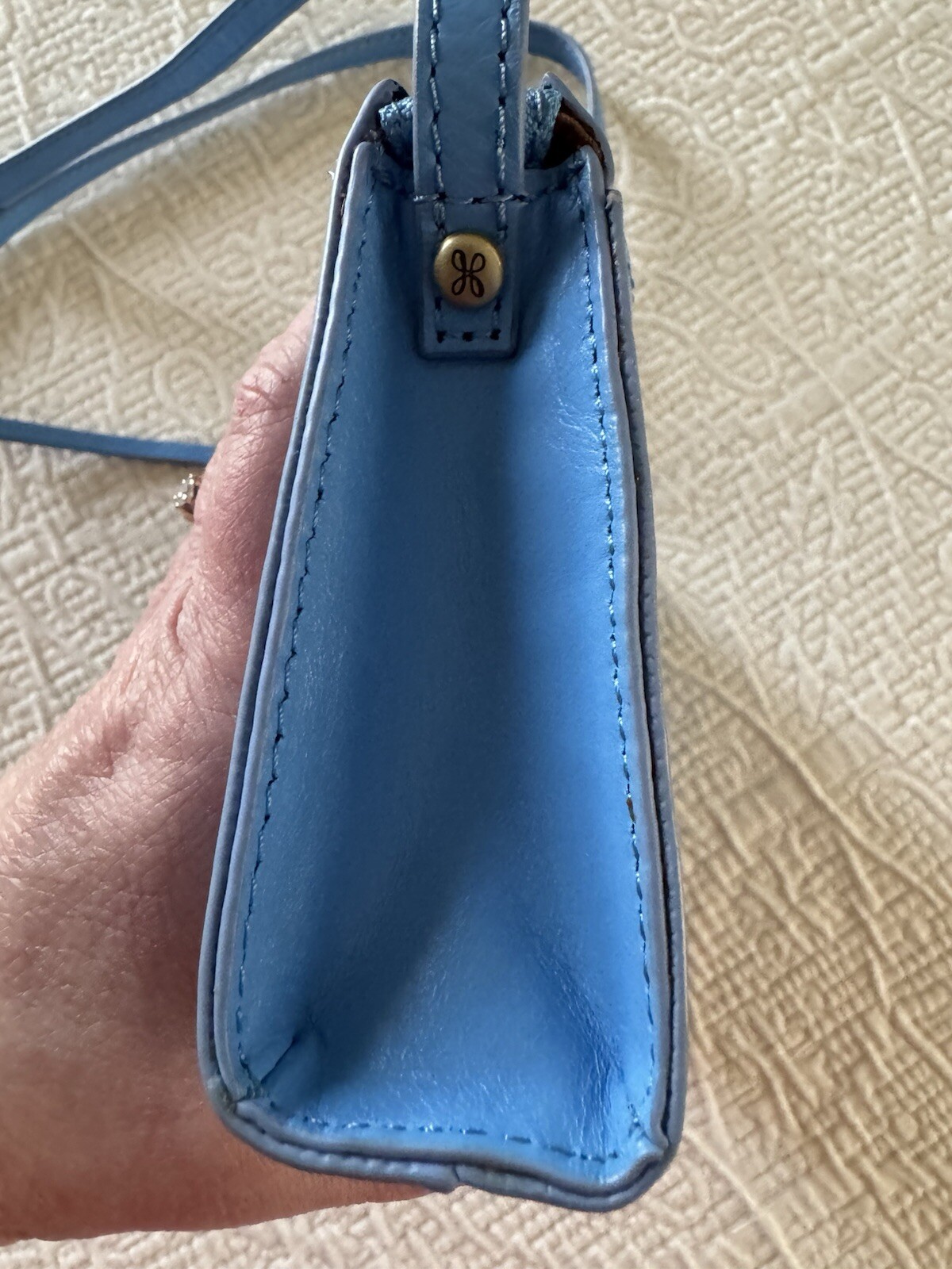 HOBO Jewel Small Leather Crossbody Bag in Tranquil Blue CLEAN