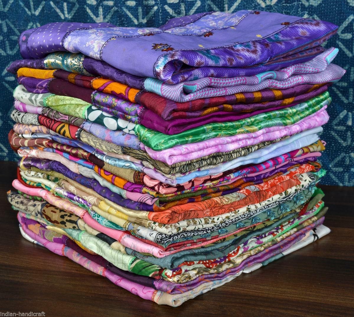 Handmade Silk Sari Recycled Scarves Stoles Patchwork scarf Wholesale Lot 5 Pcs