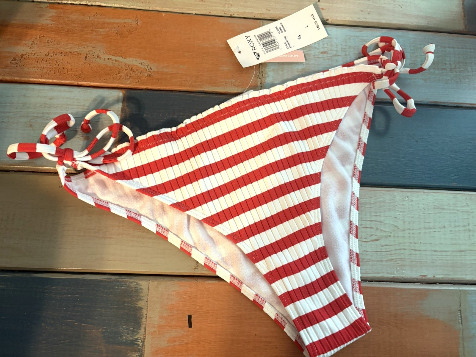 Roxy Hello July Tie Side Moderate Bikini Bottom Size L